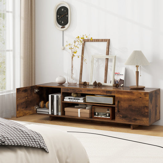 TV Stand with Power Outlet and 2 Cable Holes for 65 Inch TVs-Rustic Brown