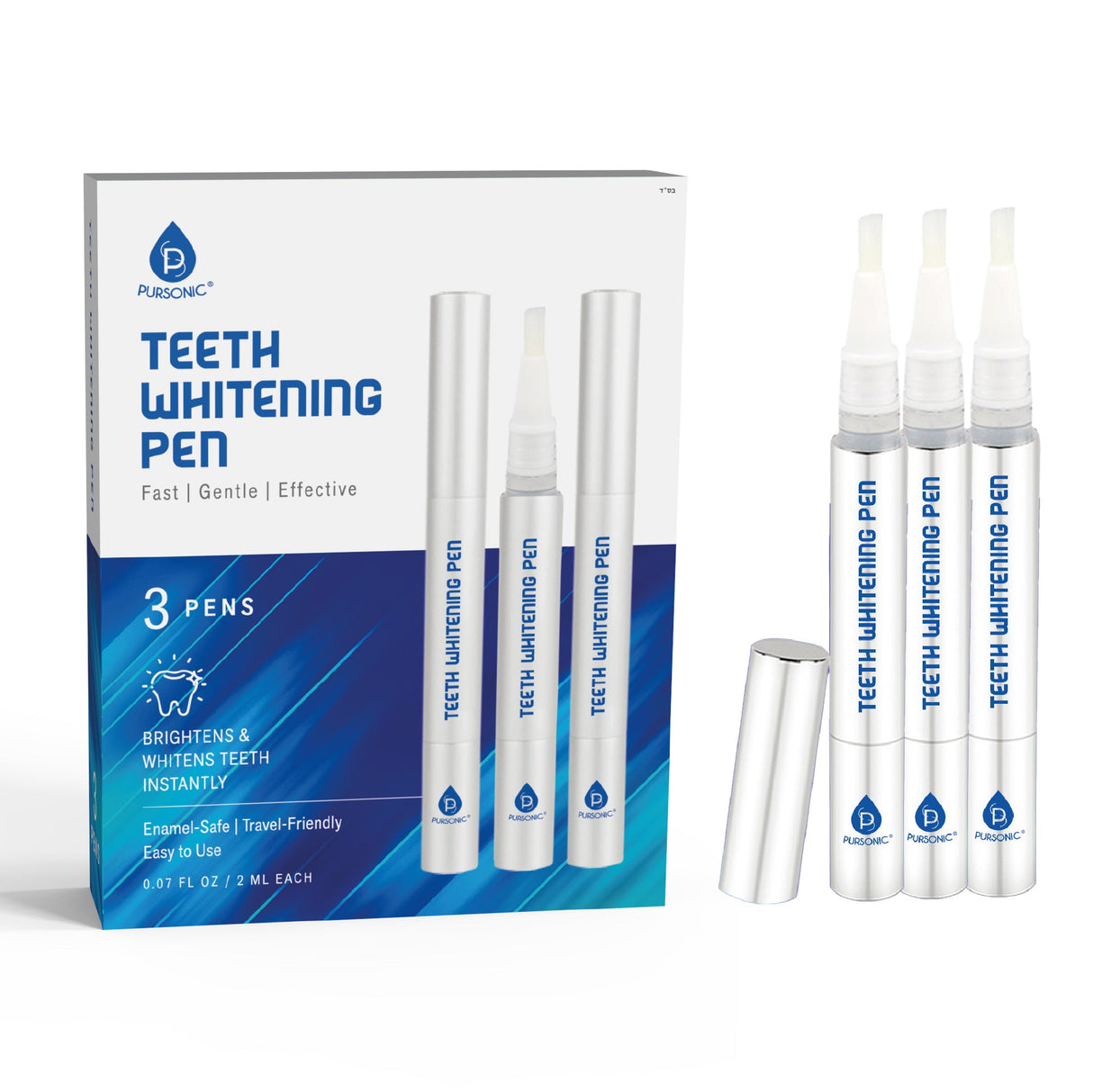 Pursonic Teeth Whitening Pen | Brightens & Whitens Teeth Instantly, 3-Pack, Enamel Safe, No Sensitivity by Pursonic