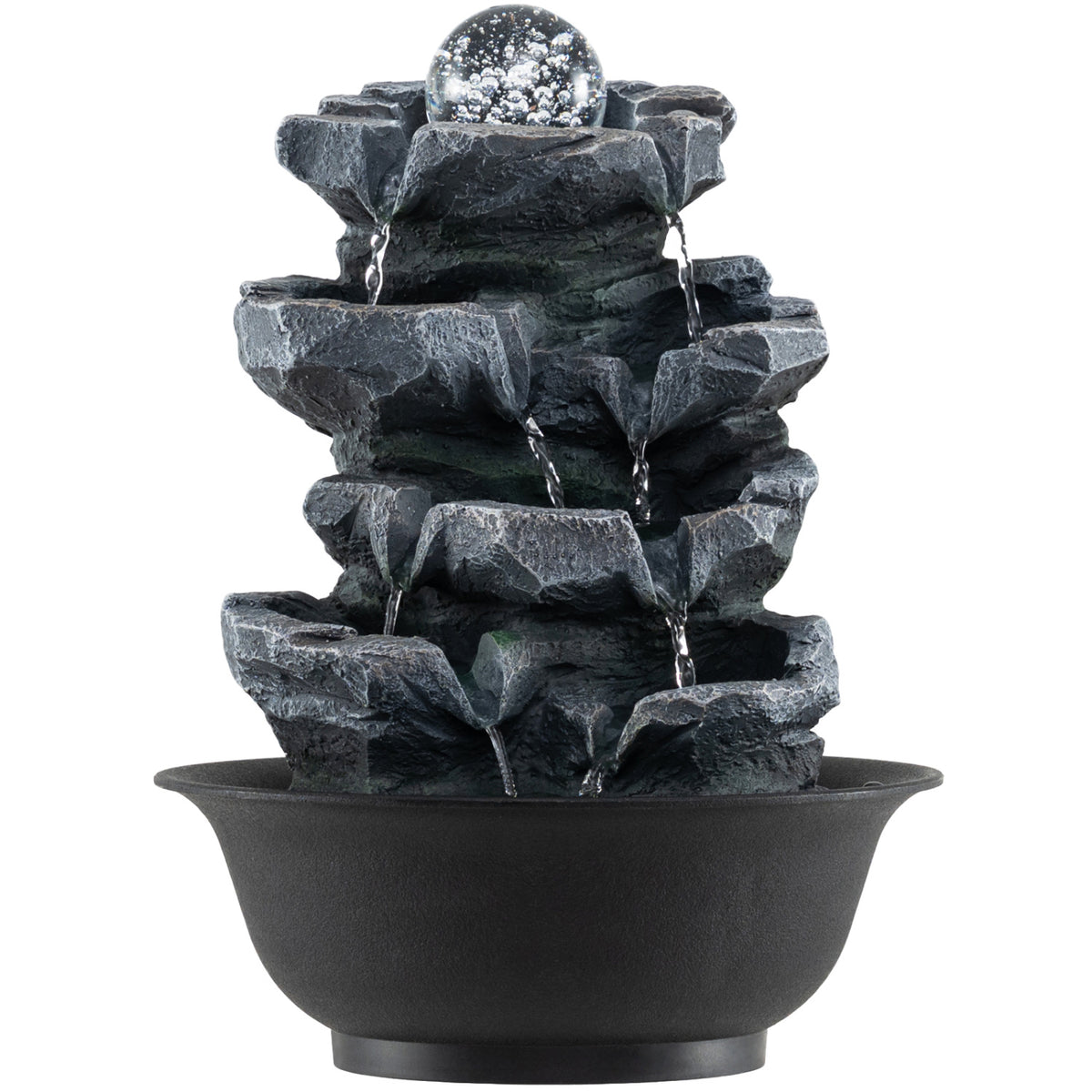 Tabletop Water Fountain with Rolling Crystal Ball and Color-Changing LED Light-D