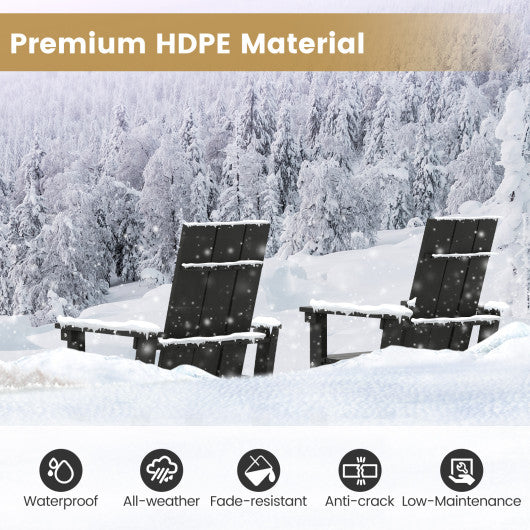 Tall Adirondack Chair Outdoor Bar Stool with Ergonomic Backrest for Backyard-Black