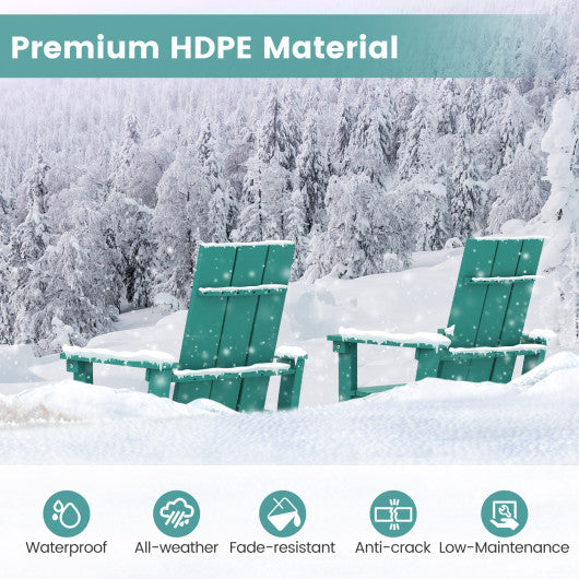 Tall Adirondack Chair Outdoor Bar Stool with Ergonomic Backrest for Backyard-Turquoise