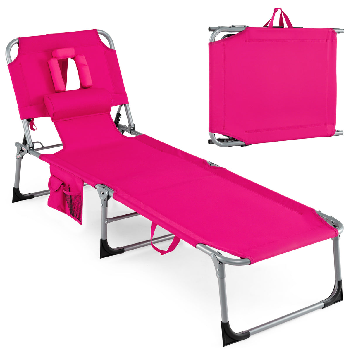 Tanning Chair with Face Arm Holes Folding Chair-Pink