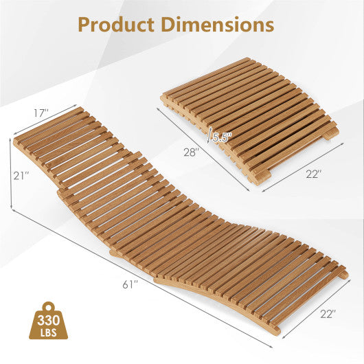 Teak Wood Patio Folding Chaise Lounge Chair with Slatted Seat-1