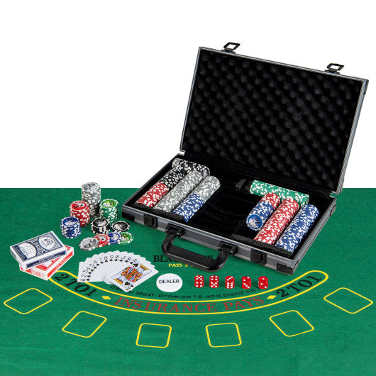 Texas Holdem Poker Chip Set Casino Poker Chips with 400 Pieces Chips-Black