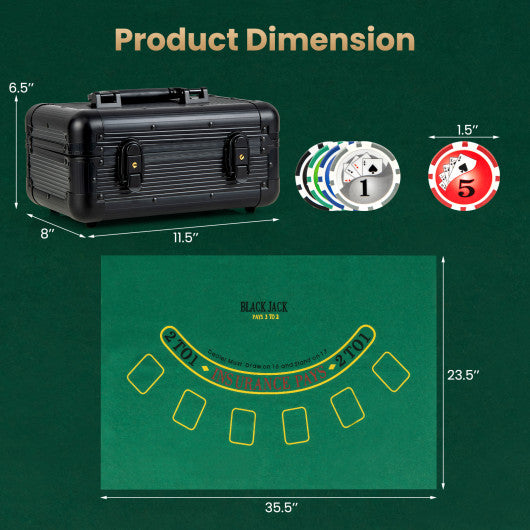 Texas Holdem Poker Chip Set with 300 Pieces Chips-Black