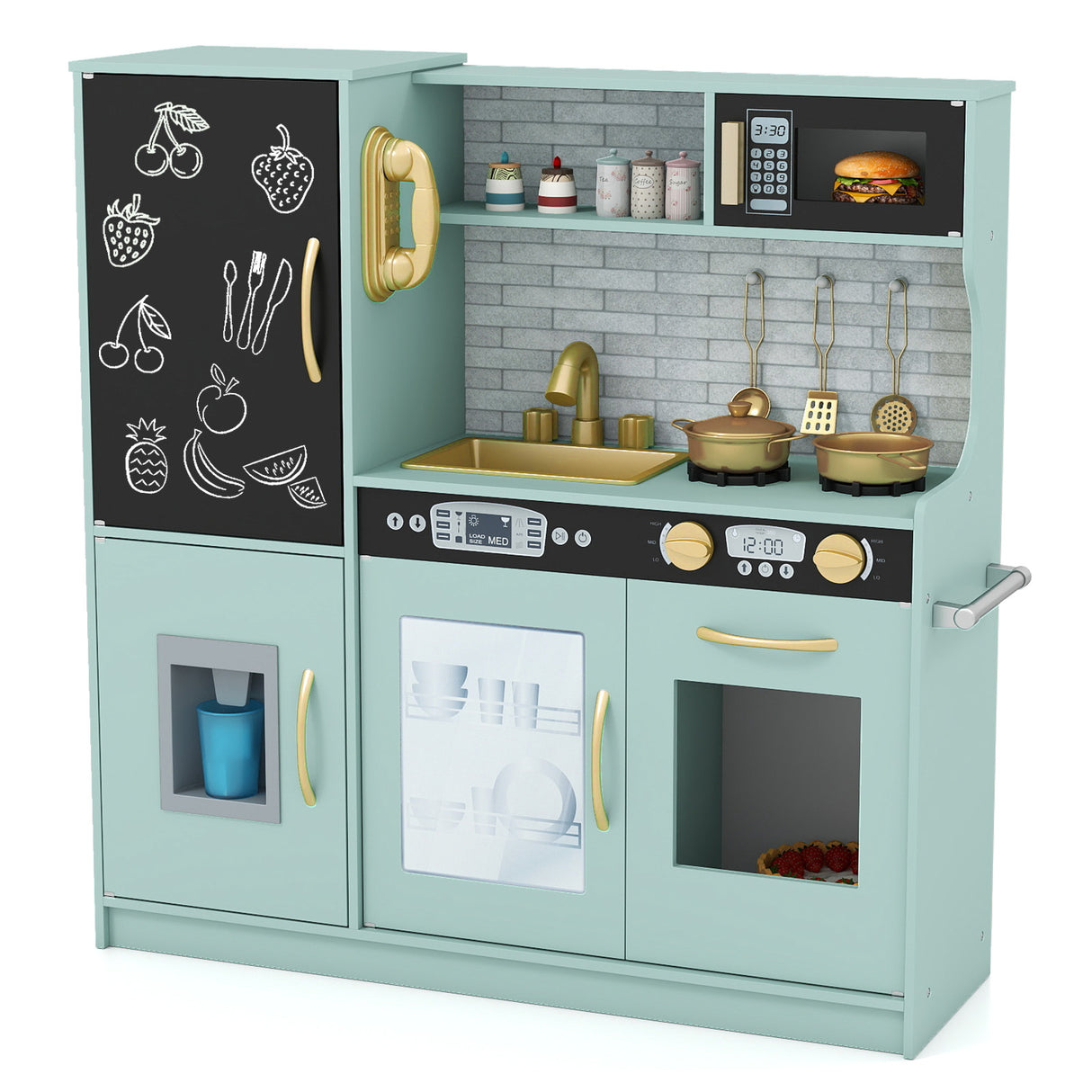 Toddler Pretend Play Kitchen for Boys and Girls 3-6 Years Old-Green