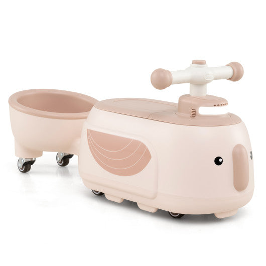 Toddler Ride on Toy with Trailer and Light Music-Beige