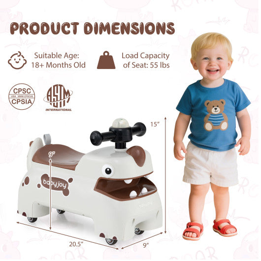 Toddler Ride on Toy Walking Sliding Car with Lights and Music-White