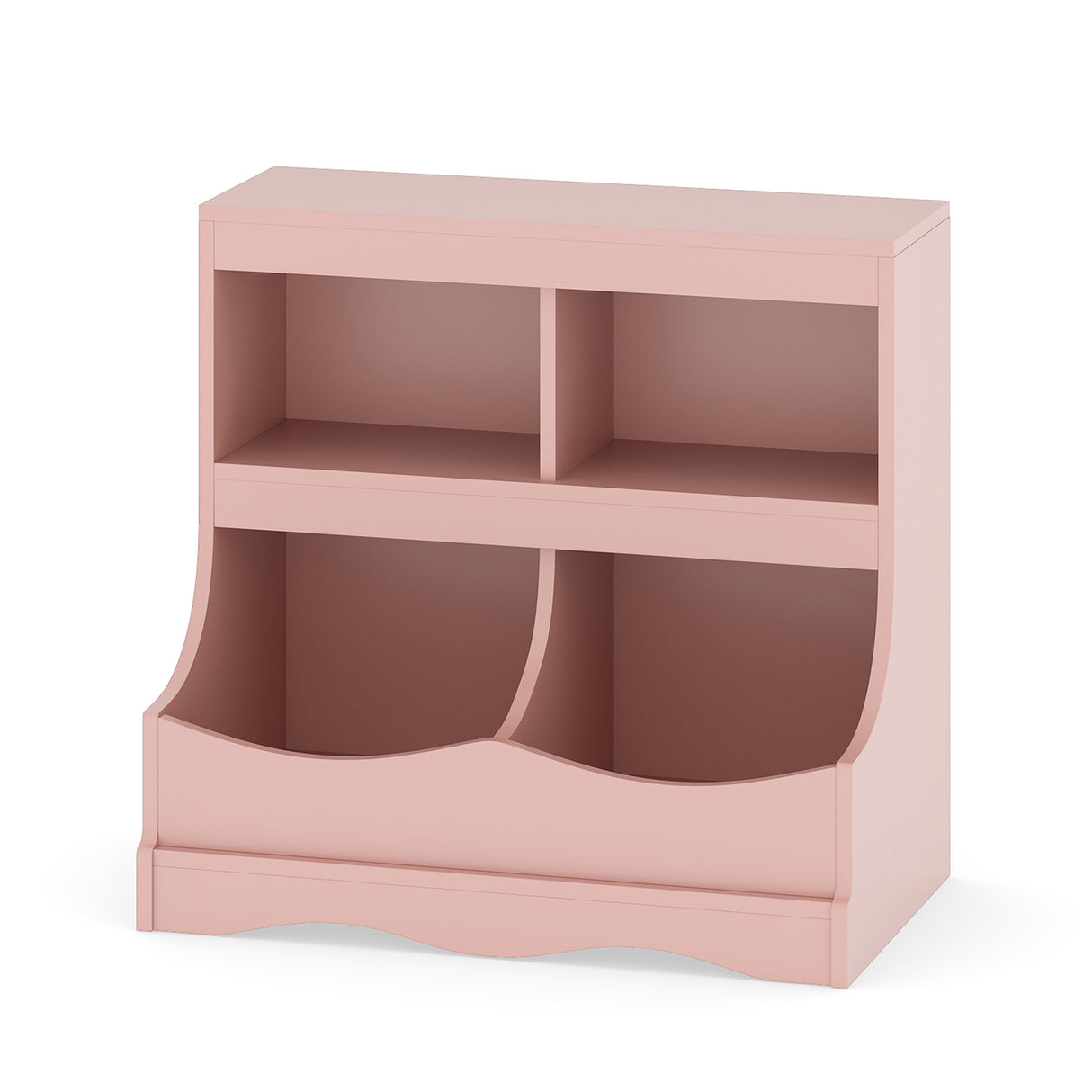 Toy Storage Organizer 4-Cubby Kids Bookcase for Toys and Books-Pink