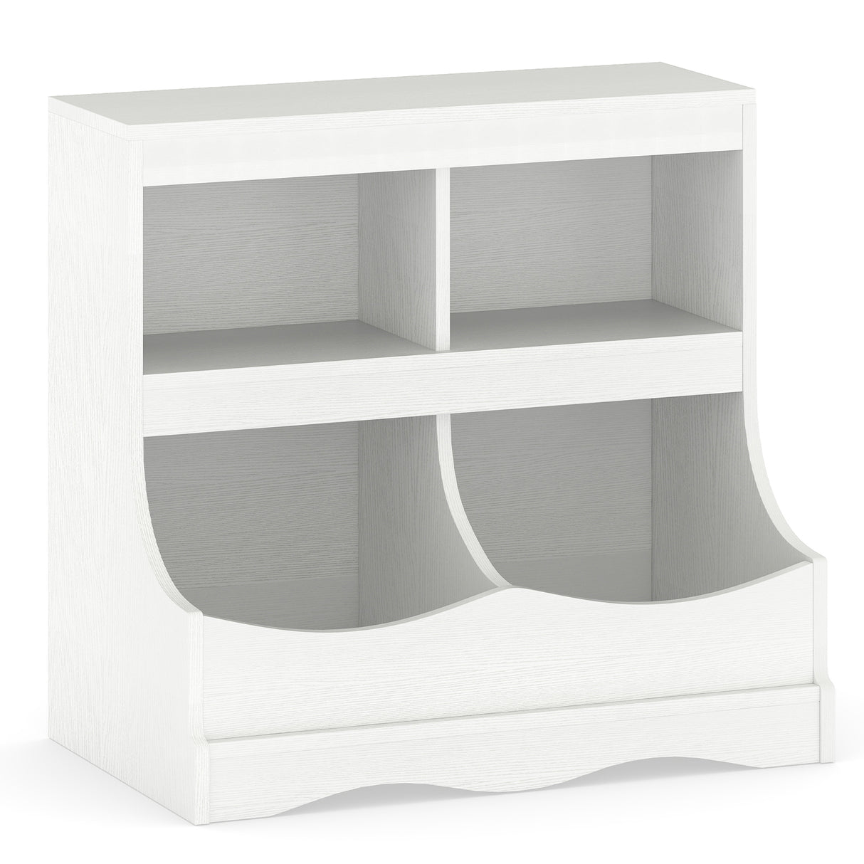 Toy Storage Organizer 4-Cubby Kids Bookcase for Toys and Books-White