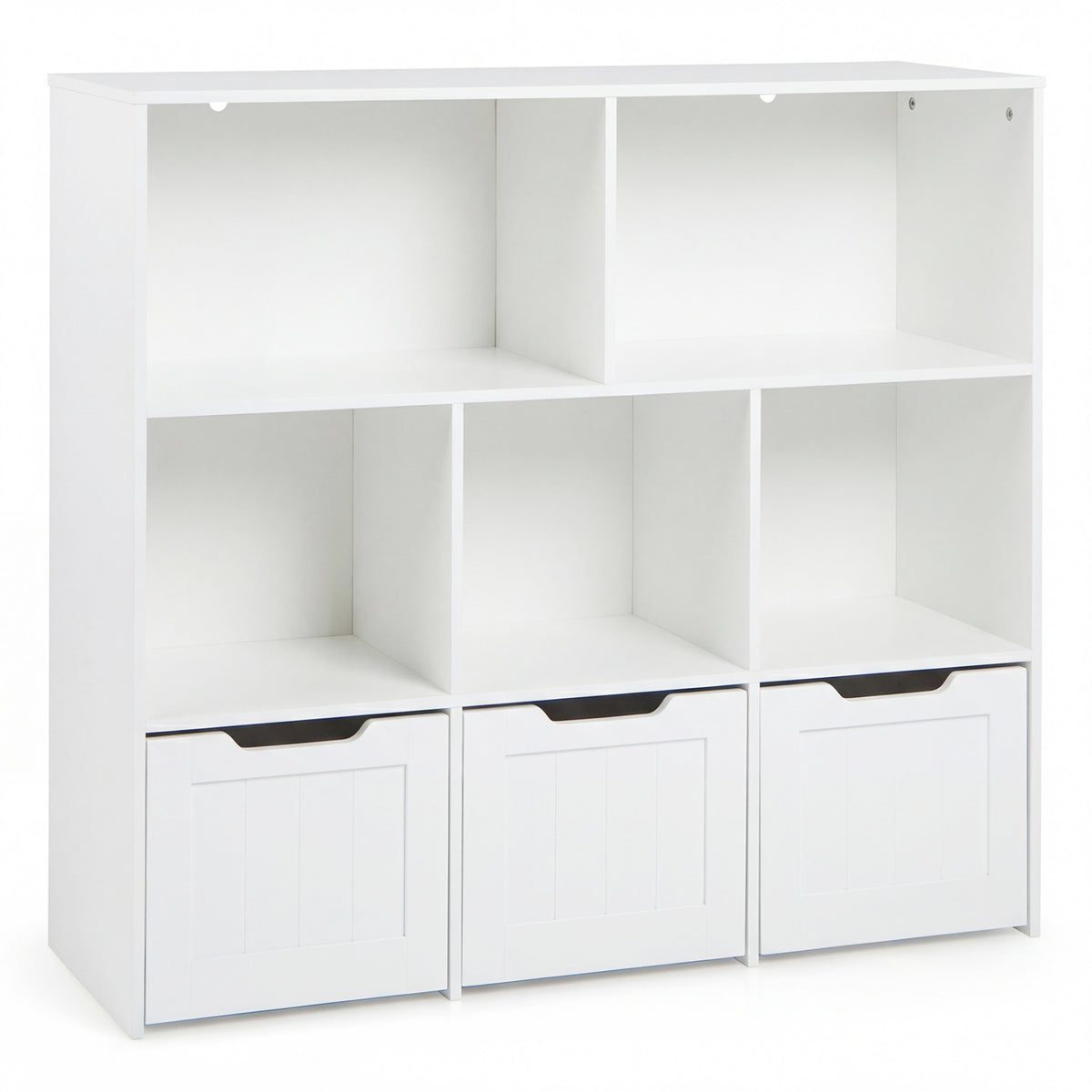 Toy Storage Organizer with 3 Movable Drawers and 5 Open Cubbies for Playroom-White