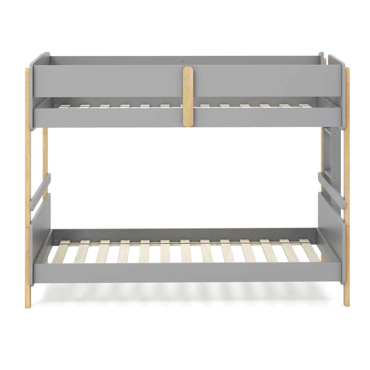 Twin Over Twin Bunk Bed with Ladder Convertible to 2 Twin Beds Toddler Wood Bunk Bed-Grey