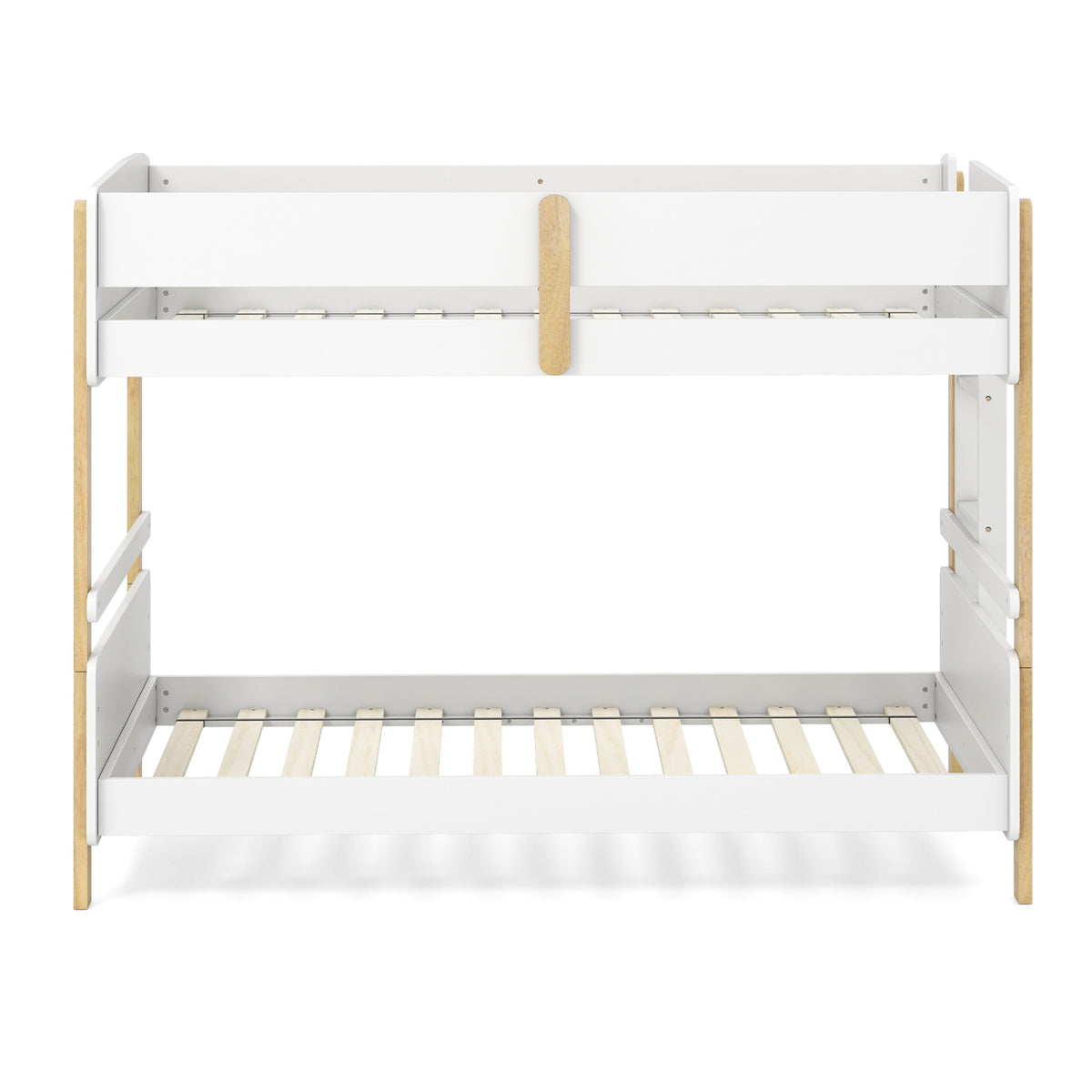 Twin Over Twin Bunk Bed with Ladder Convertible to 2 Twin Beds Toddler Wood Bunk Bed-White