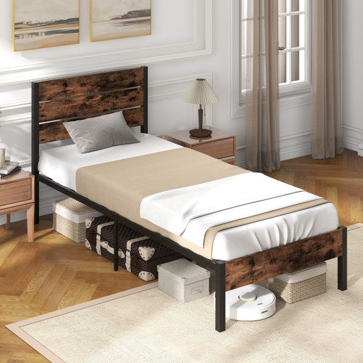 Full/King/Queen/Twin Size Bed Frame with High Headboard and Mute Bar-Twin Size
