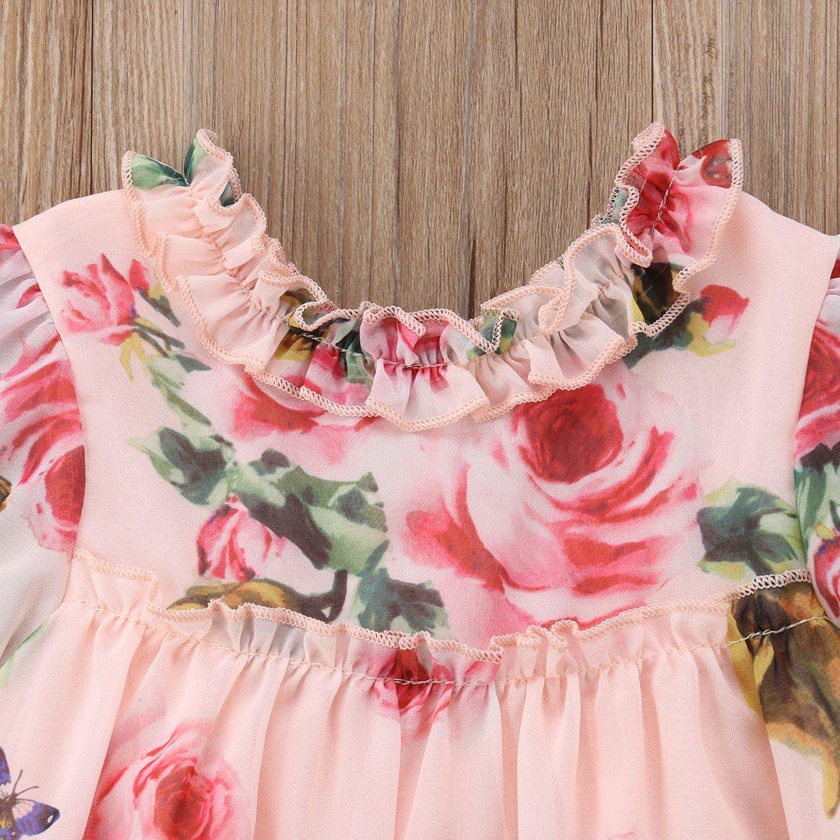 Cute Baby Girls Dress with Flower Puff Sleeves A -line Dress For Baby Girls for Holiday Party