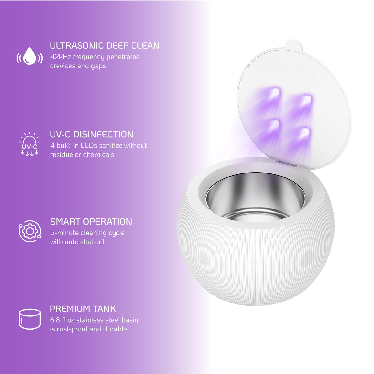 Pursonic Ultrasonic Cleaner Pod – Deep Cleaning and UV Sterilization in One Compact Device by Pursonic