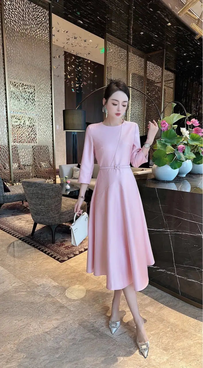 Elegant Solid Color Dress