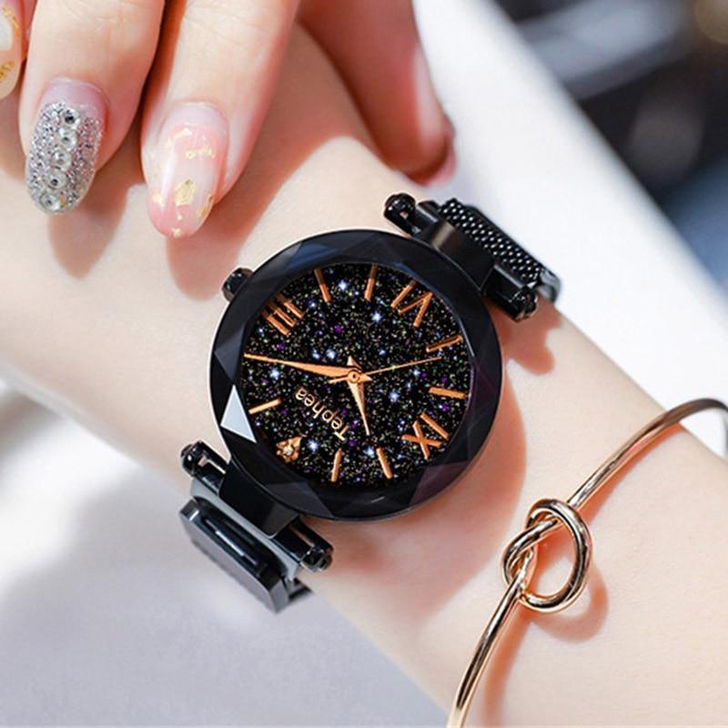 New STEVVEX Luxury Women Watches Magnetic Starry Sky Quartz Wristwatch Fashion Ladies Style Wrist Watch For Women and Girls
