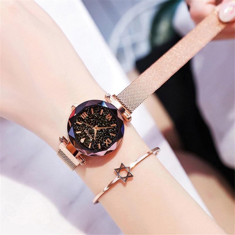 New STEVVEX Luxury Women Watches Magnetic Starry Sky Quartz Wristwatch Fashion Ladies Style Wrist Watch For Women and Girls