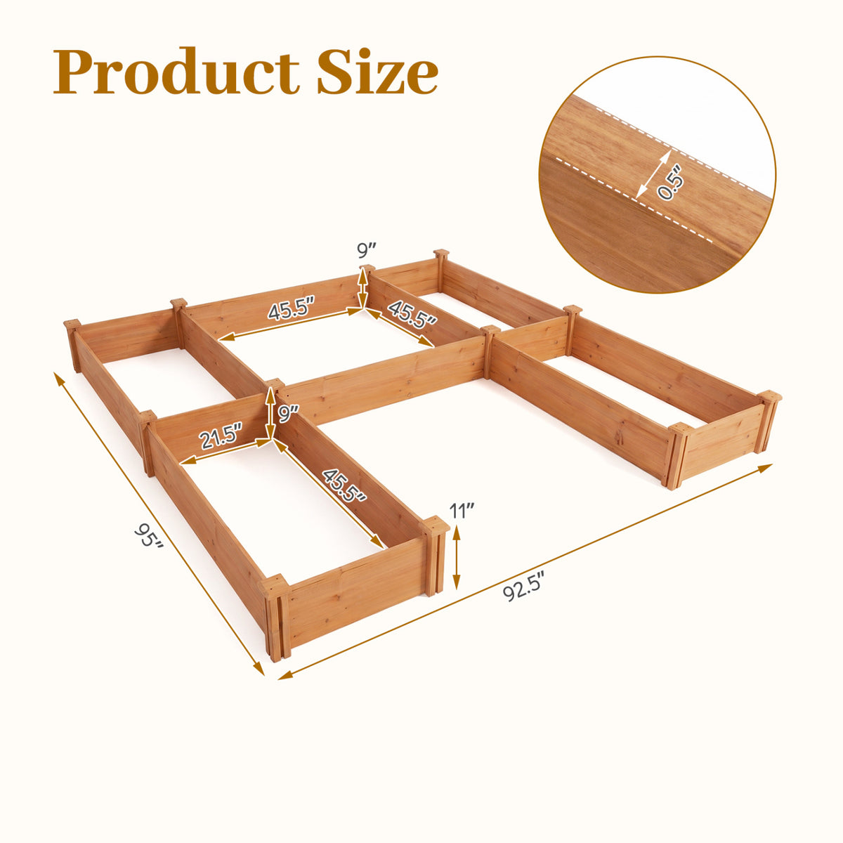 U-Shaped Wooden Garden Raised Bed for Backyard and Patio-Orange