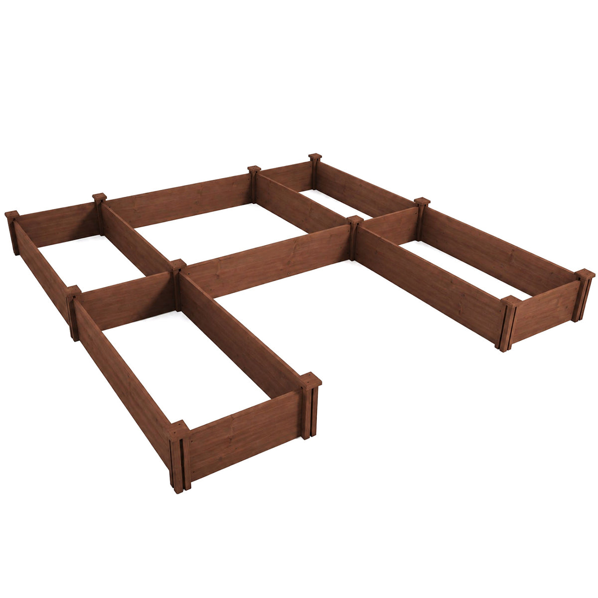 U-Shaped Wooden Garden Raised Bed for Backyard and Patio-Rustic Brown