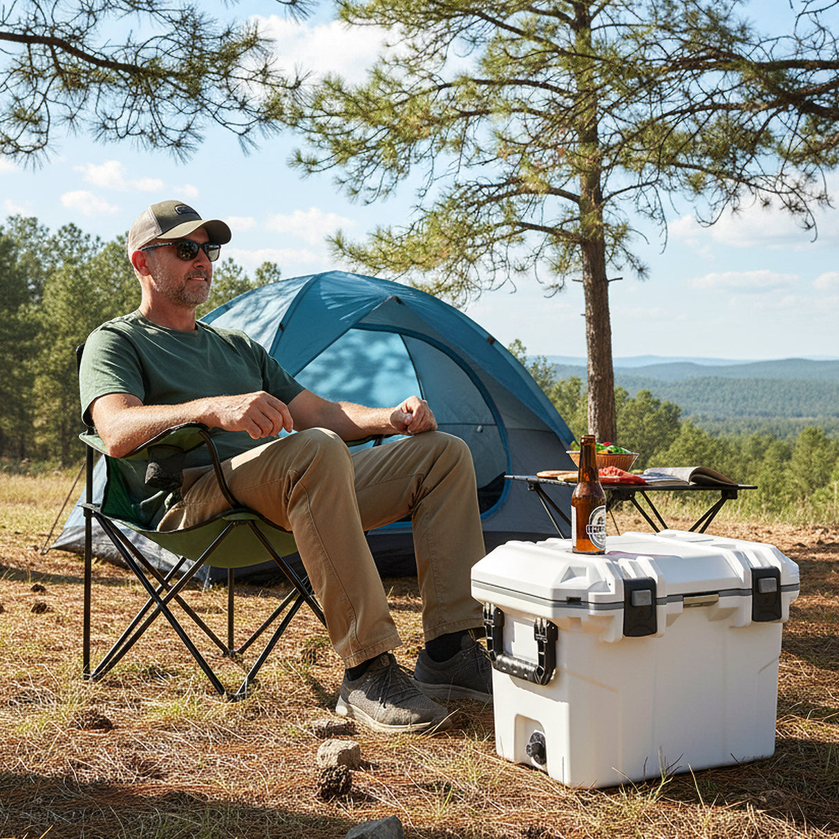 Ultra-Light Injection Molded Cooler 53 QT Hard Ice Chest-White