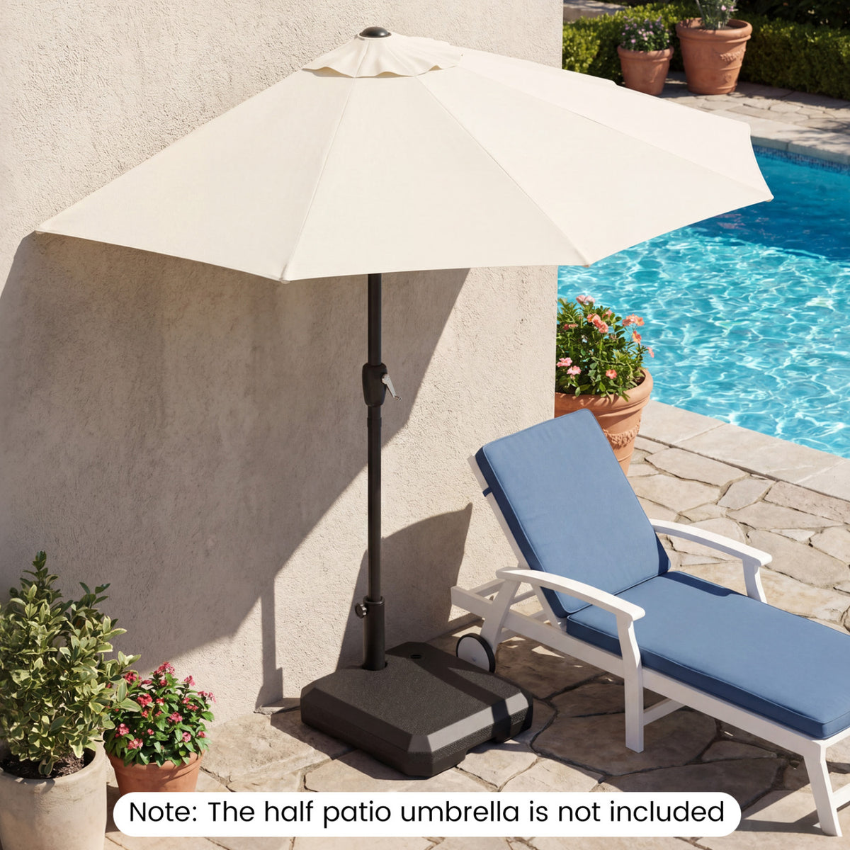 Umbrella Base for Half Patio Umbrellas 48.5 lbs Water & Sand Fillable Umbrella Stand