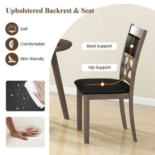 Upholstered Dining Chair Set of 2 with Padded Backrest and Seat-Gray