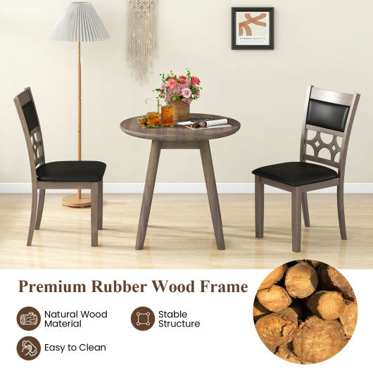 Upholstered Dining Chair Set of 2 with Padded Backrest and Seat-Gray