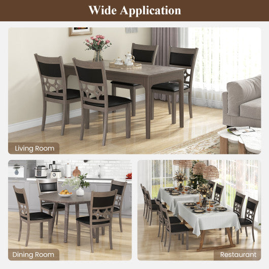 Upholstered Dining Chair Set of 2 with Padded Backrest and Seat-Gray