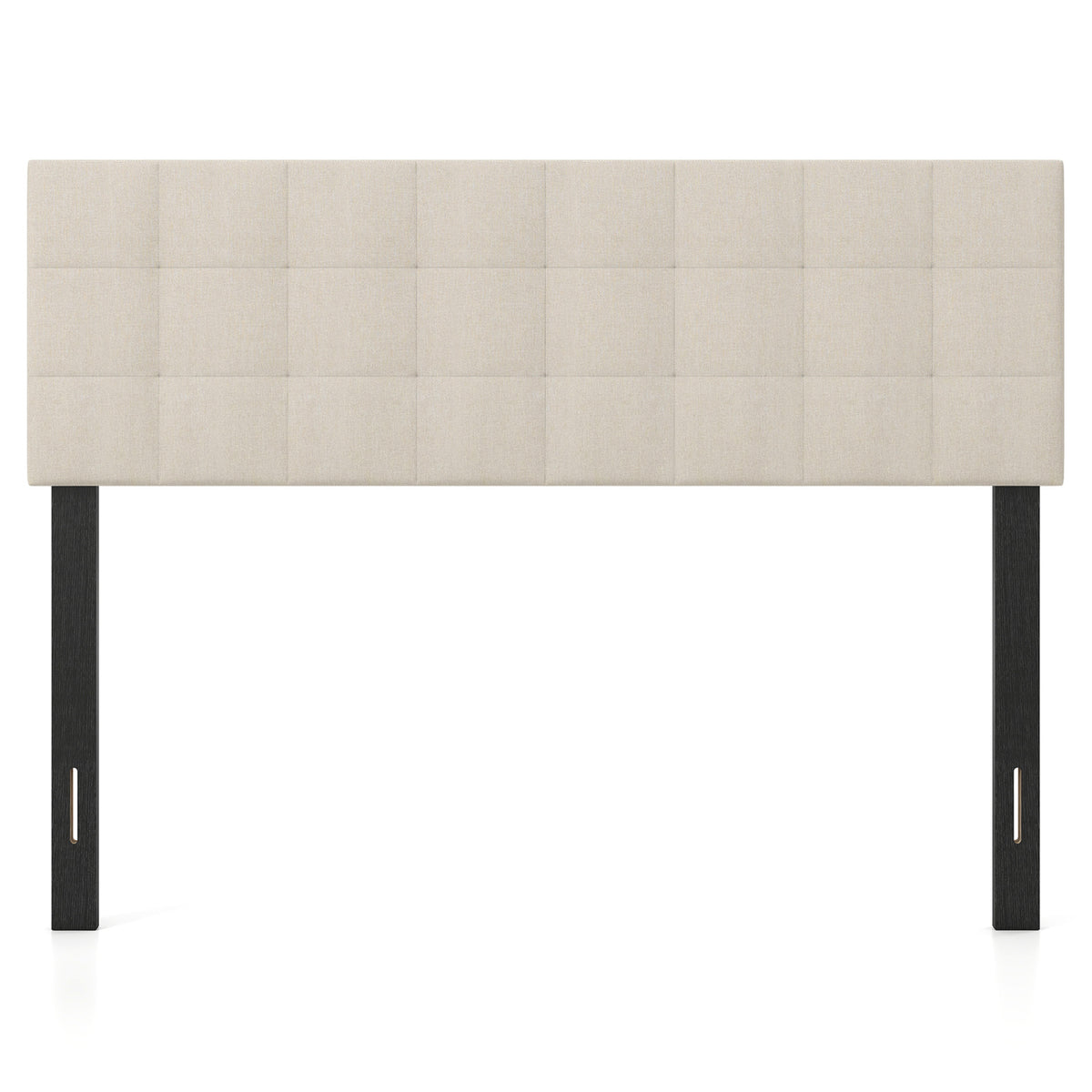 Upholstered Headboard Queen/Full Size Quilted Grid Linen Fabric Bed Frame Mount Panel-Beige