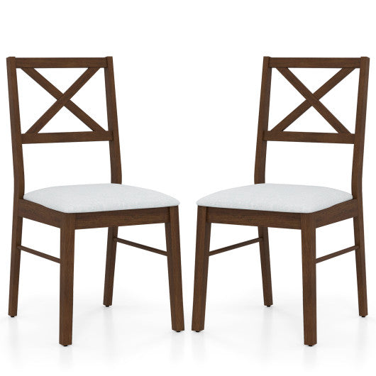 Upholstered Side Dining Chairs Set of 2 with Rubber Wood Frame-Brown