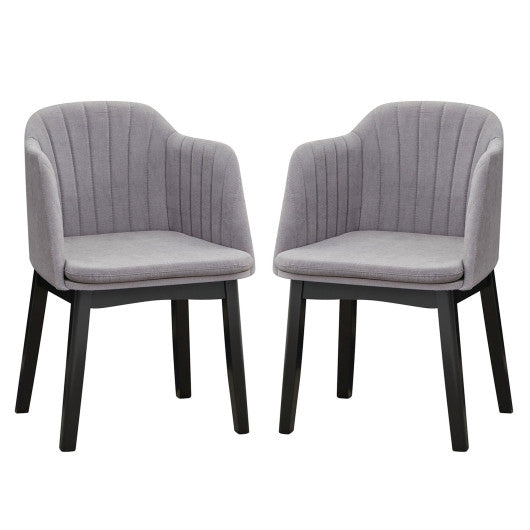 Upholstered Velvet Accent Modern Dining Chairs Set of 2 with Curved Backrests-Grey