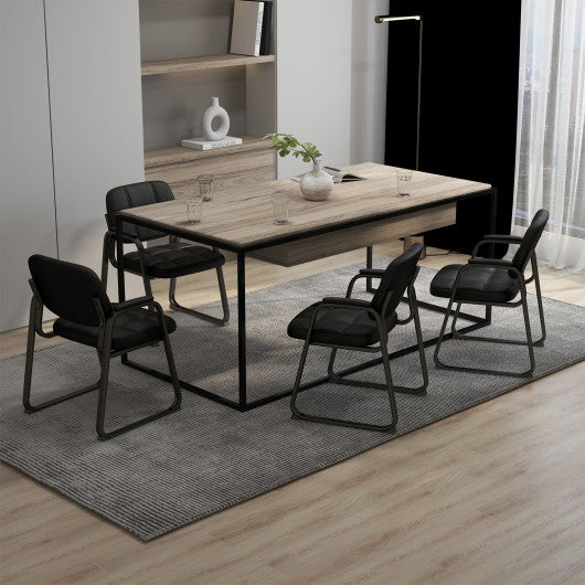 Set of 2 Waiting Room Chair Home Office PU Leather Guest Chairs-Black