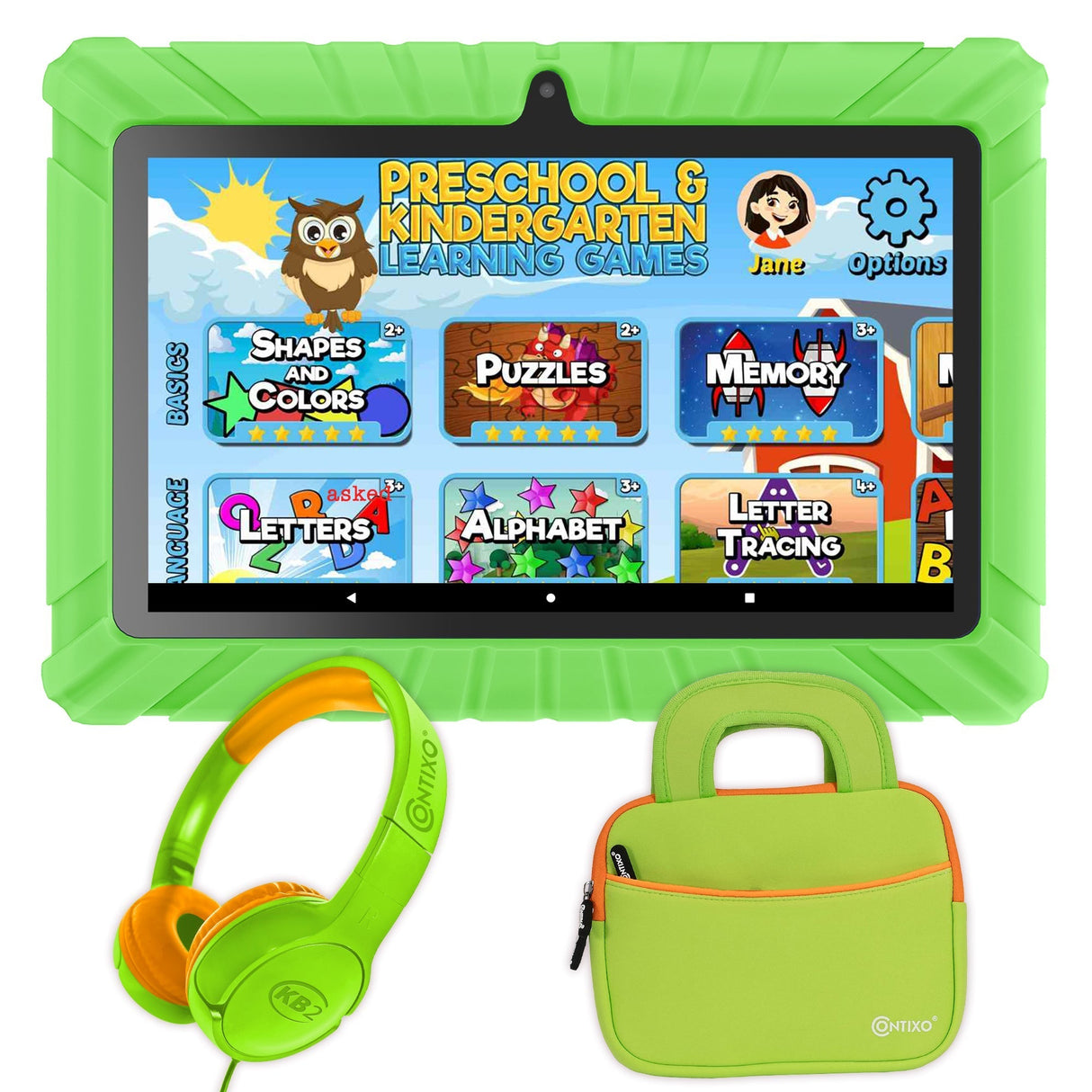 Contixo V8-2 7" Kids Tablet, Headphones, & Tablet Bag Bundle