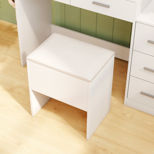 Vanity Stool Flip Top Storage Stool with Soft Padded Seat-White