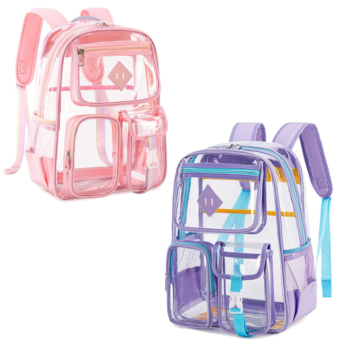 JoyBox Large Clear Backpack, Heavy Duty PVC Transparent Bookbag, Perfect for School, Work, Travel, Stadium Approved by Contixo
