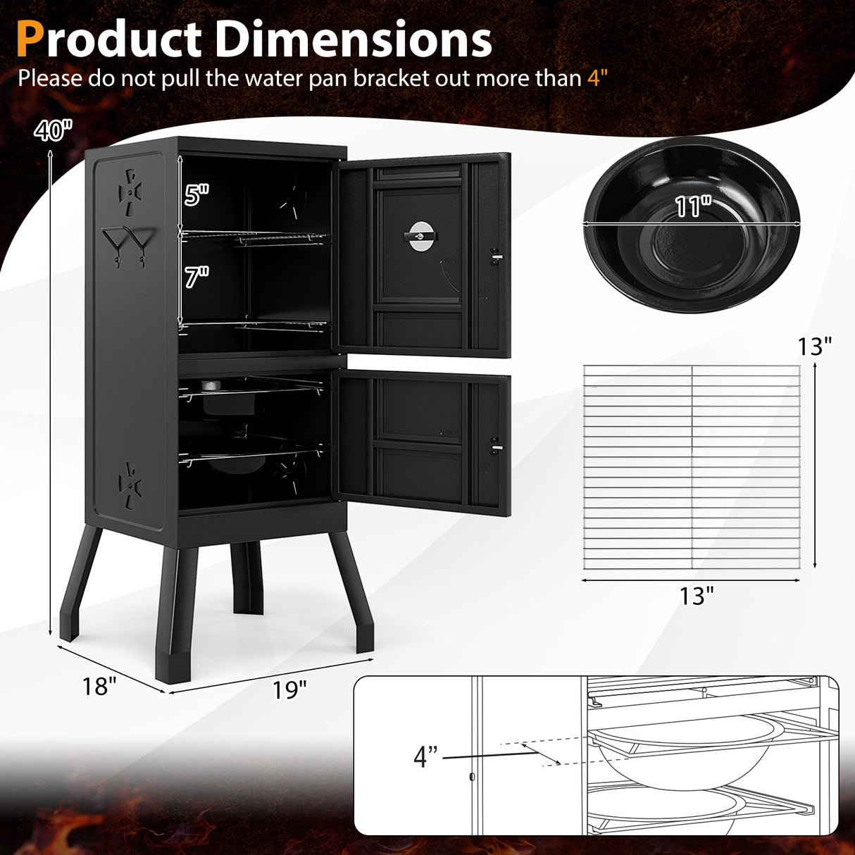 Vertical 2-Tier Outdoor Barbeque Grill with Temperature Gauge
