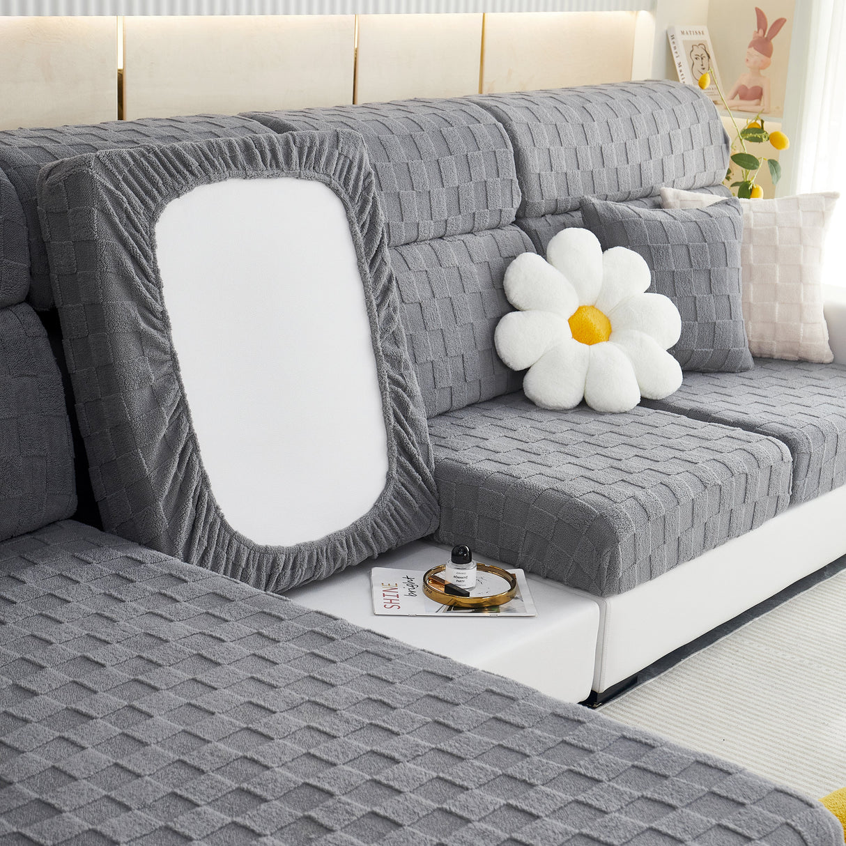 Stretchable Cotton Velvet Sofa Cover Furniture Covers for Pets Slipcovers and Couch Cushion Covers