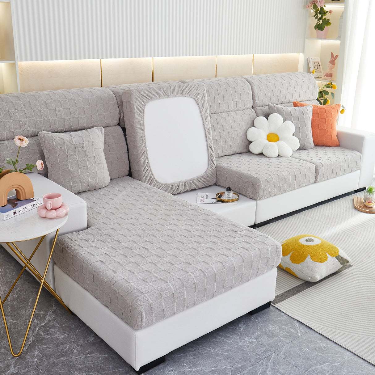 Stretchable Cotton Velvet Sofa Cover Furniture Covers for Pets Slipcovers and Couch Cushion Covers