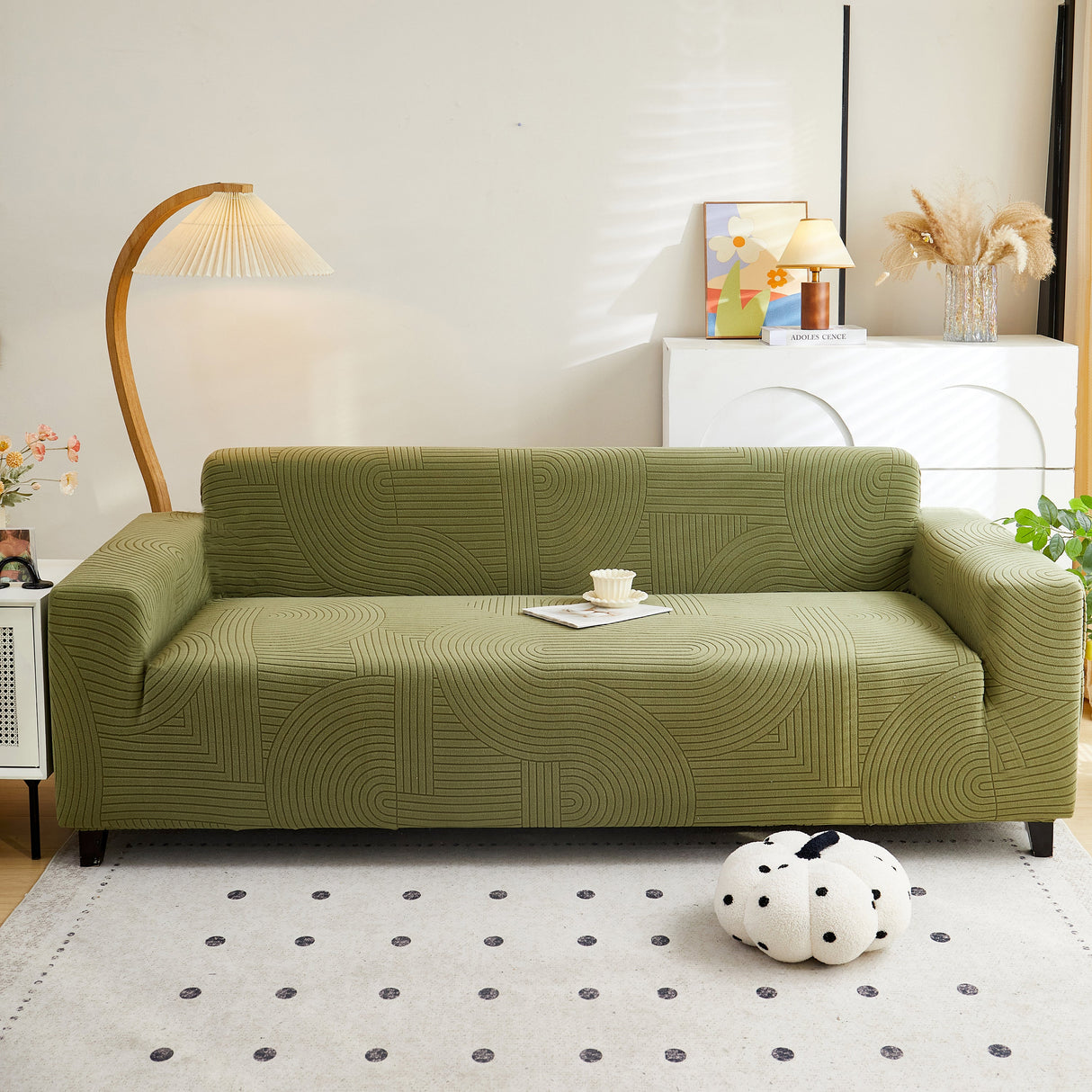 Fleece Stretch Sofa Slipcover Washable Soft Spandex Couch Cover Furniture Protector