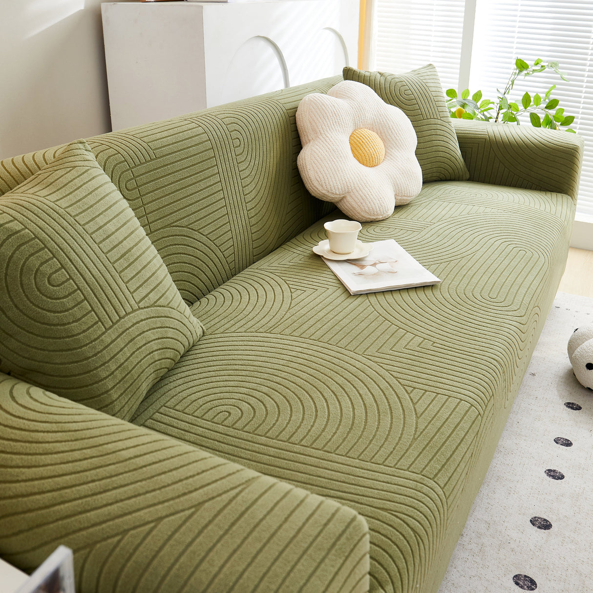 Fleece Stretch Sofa Slipcover Washable Soft Spandex Couch Cover Furniture Protector