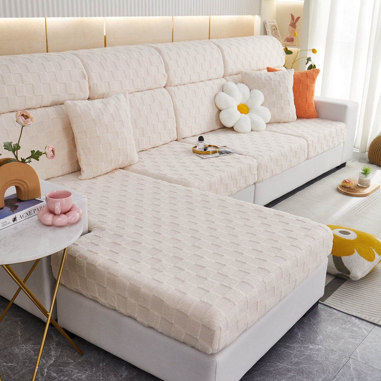 Stretchable Cotton Velvet Sofa Cover Furniture Covers for Pets Slipcovers and Couch Cushion Covers