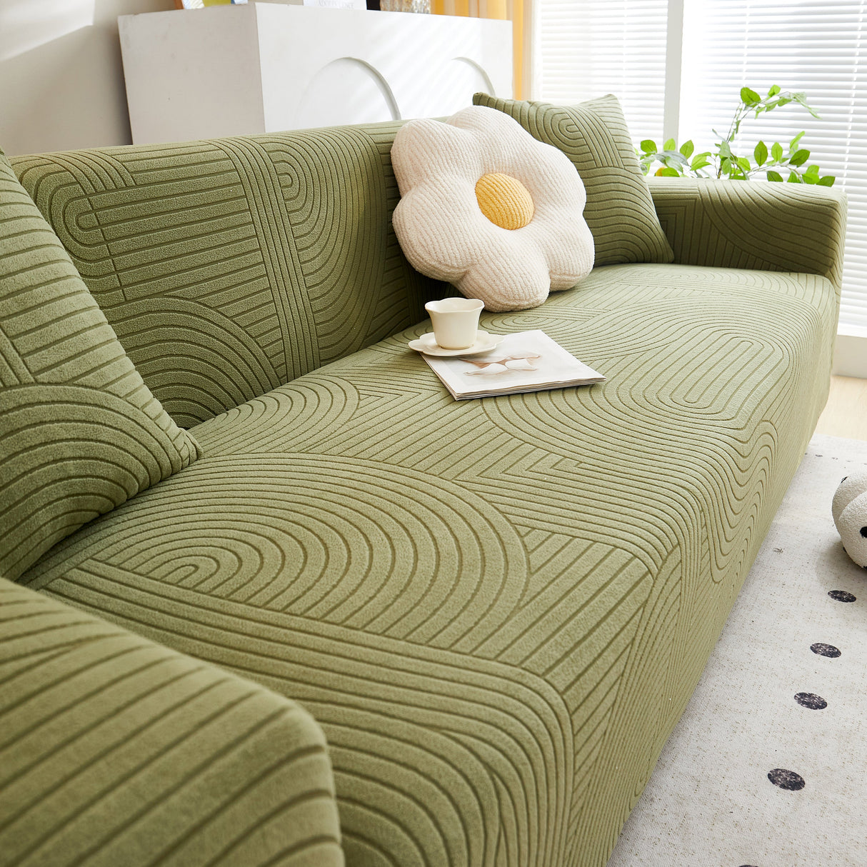 Fleece Stretch Sofa Slipcover Washable Soft Spandex Couch Cover Furniture Protector