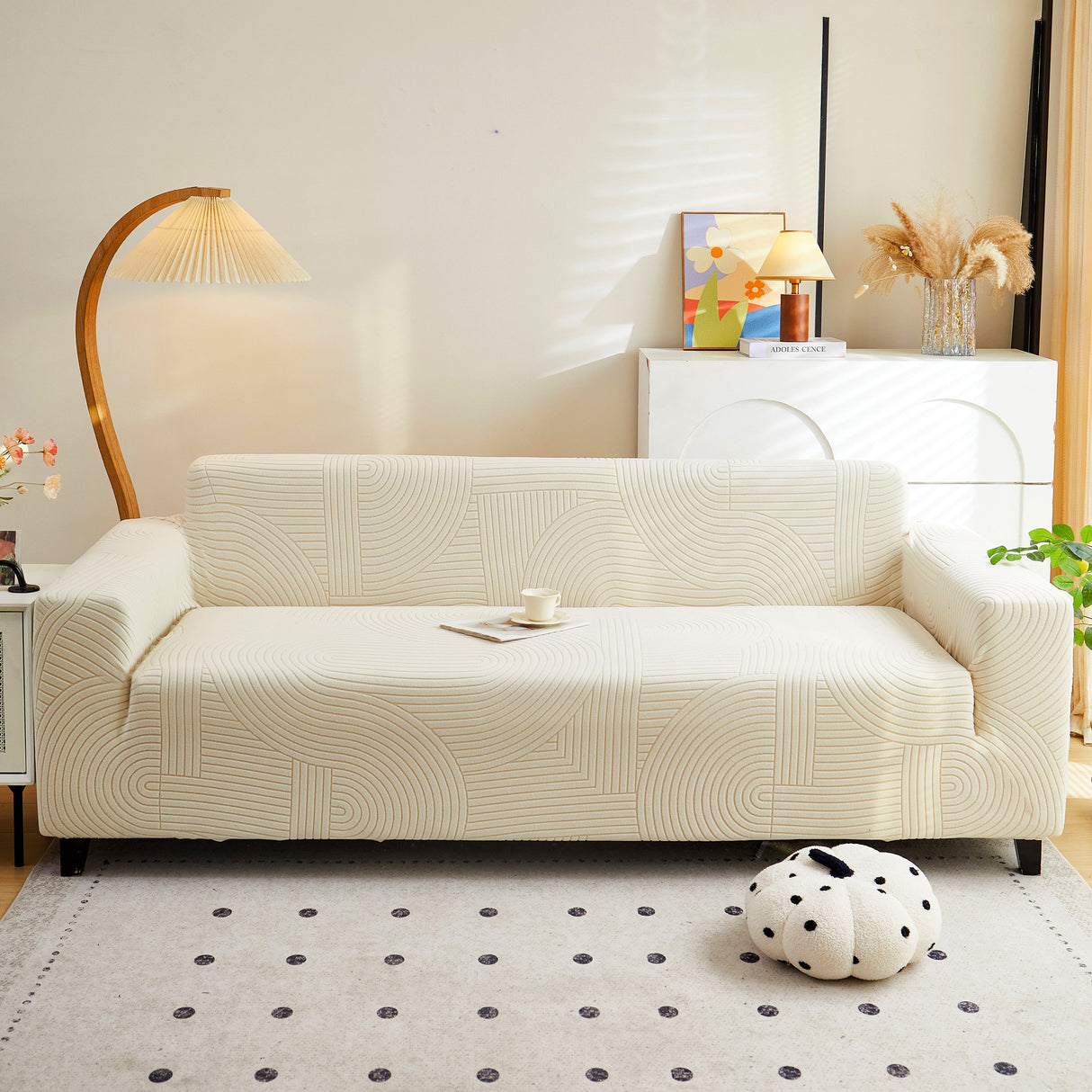 Fleece Stretch Sofa Slipcover Washable Soft Spandex Couch Cover Furniture Protector