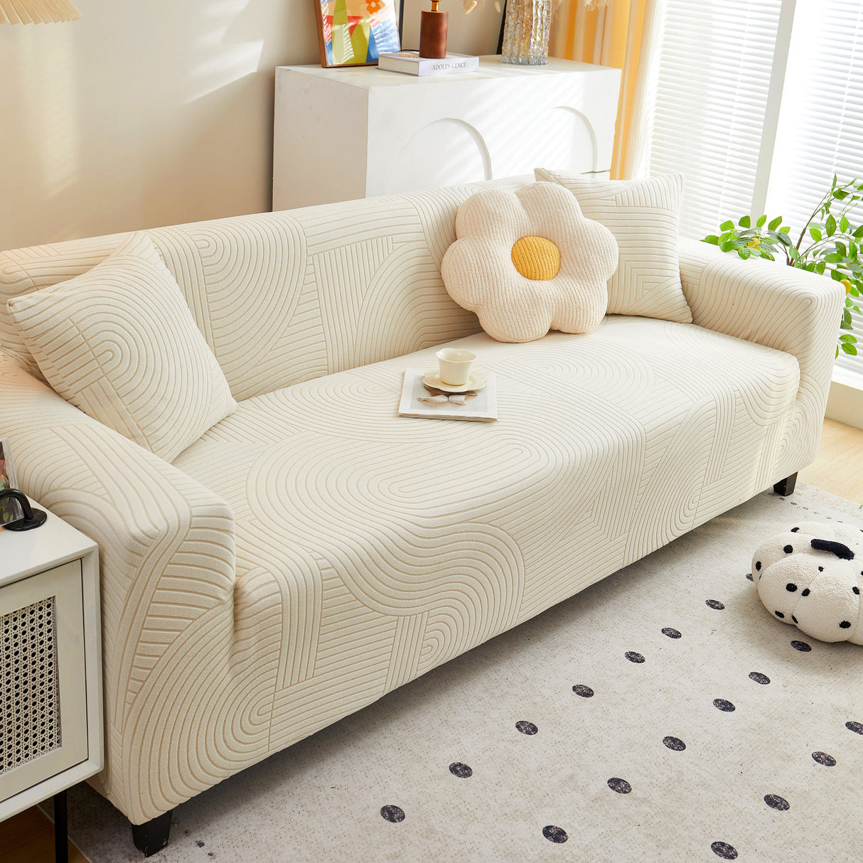 Fleece Stretch Sofa Slipcover Washable Soft Spandex Couch Cover Furniture Protector