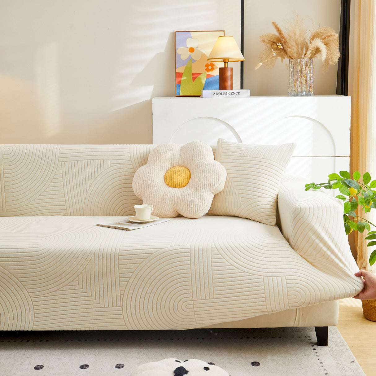 Fleece Stretch Sofa Slipcover Washable Soft Spandex Couch Cover Furniture Protector