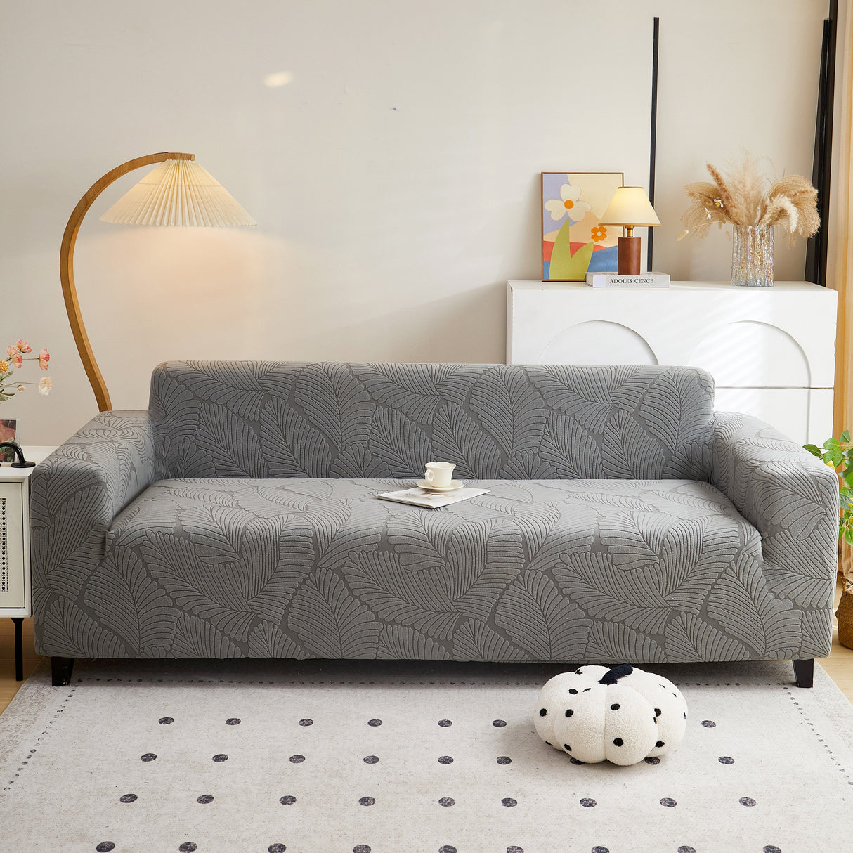 Jacquard Leaf Stretch Sofa Protector Cover Soft Washable Spandex Couch Slipcover