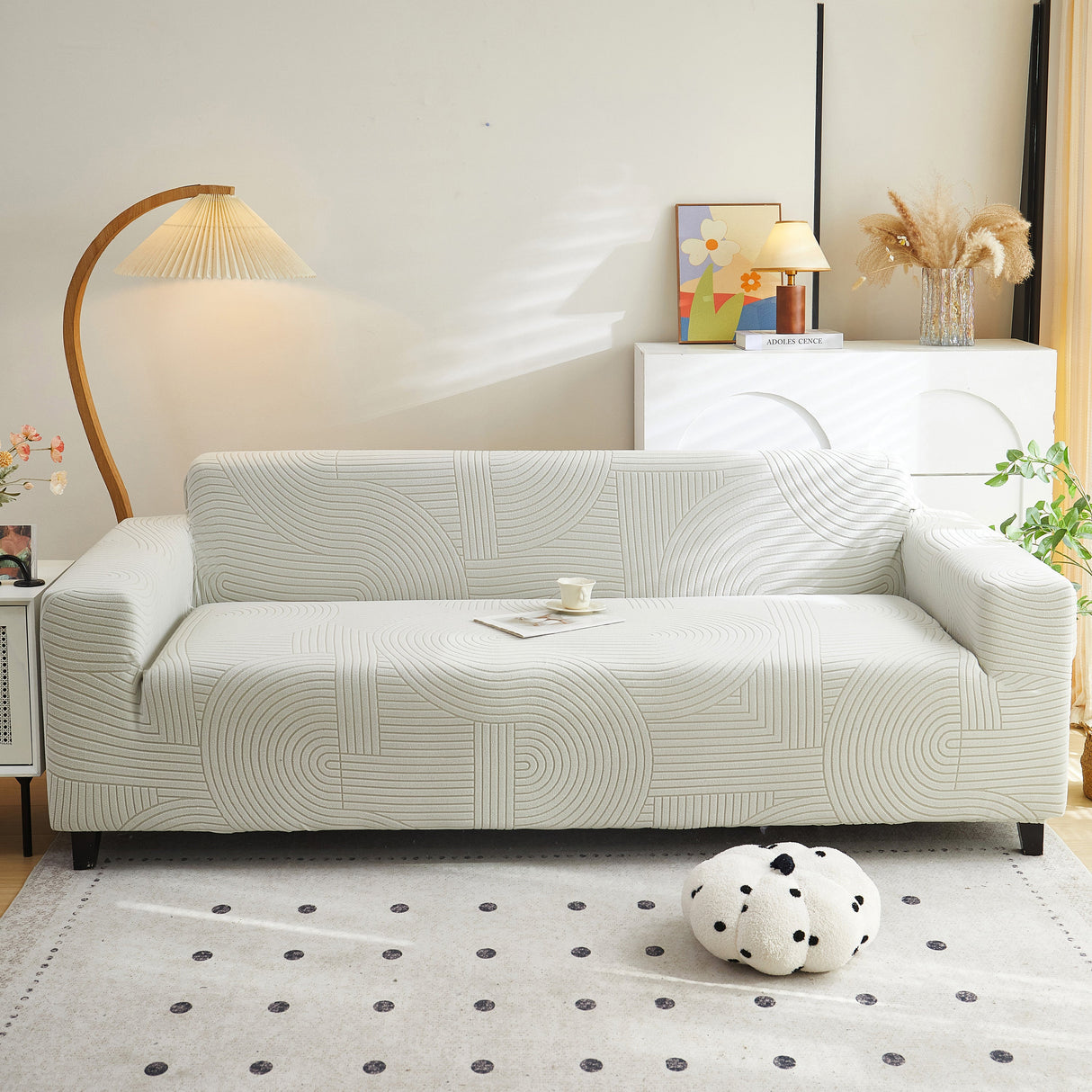 Fleece Stretch Sofa Slipcover Washable Soft Spandex Couch Cover Furniture Protector