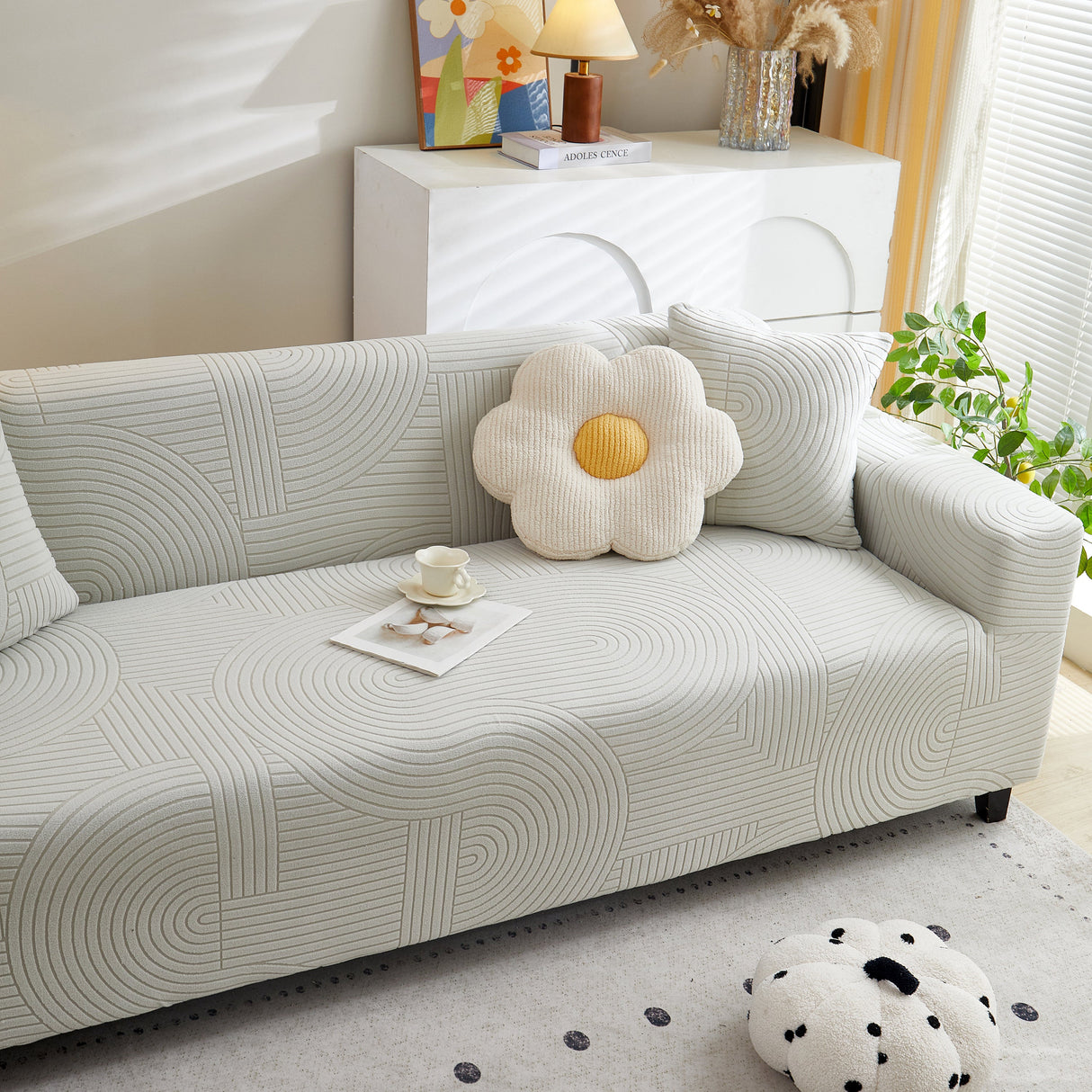 Fleece Stretch Sofa Slipcover Washable Soft Spandex Couch Cover Furniture Protector